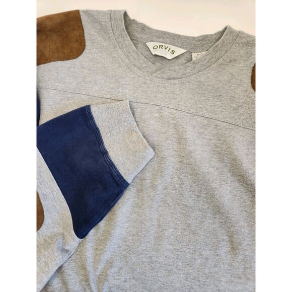 Orvis Rugby Shirt Men's 2XL Gray Crewneck Shoulder Elbow Patch Outdoors Shooting - Picture 1 of 6